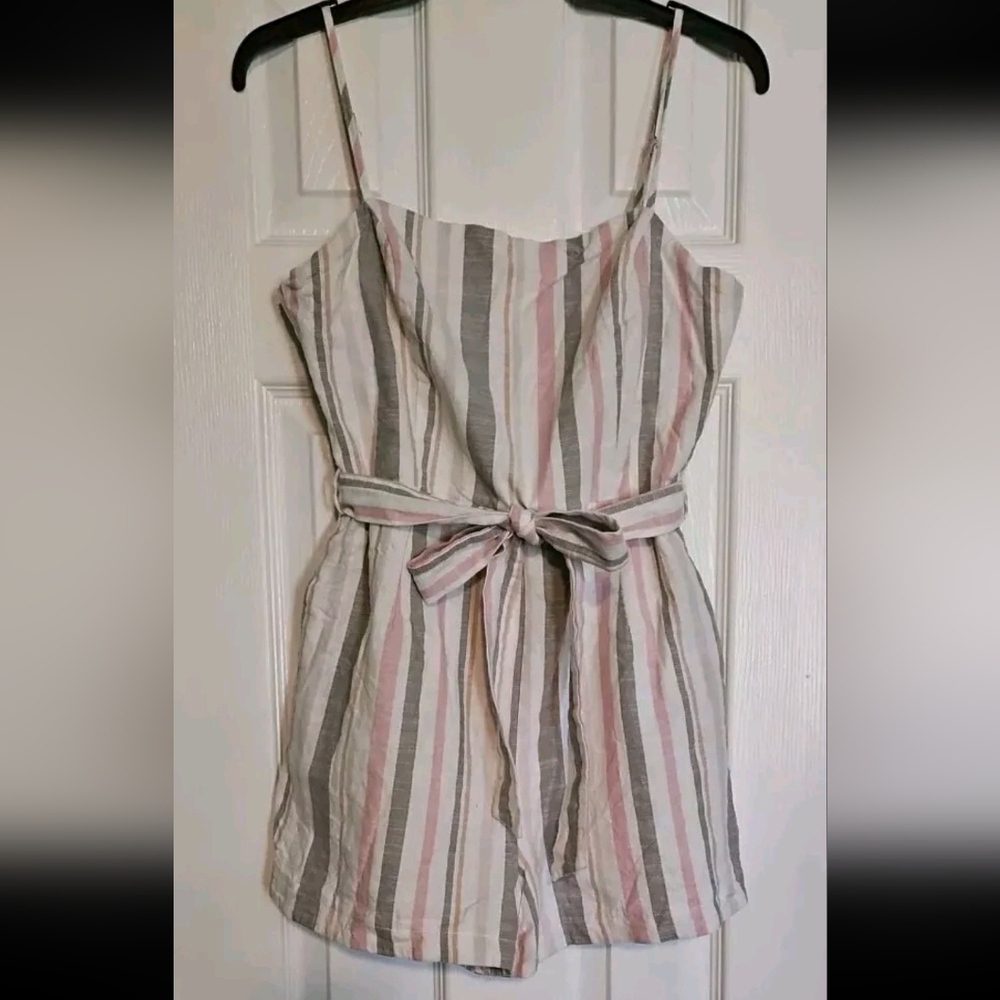Women's Lush Striped Romper, Size M (Junior's) with pockets
